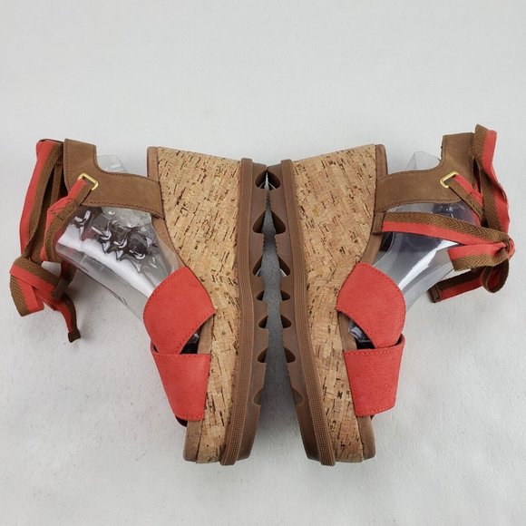 Sorel Orange and Brown Ankke Wrap Sandals 8 - Picture 7 of 13